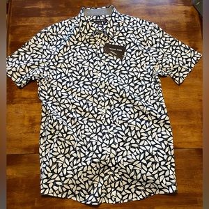 Michael Kors Leaf Print Short Sleeve Button Up
